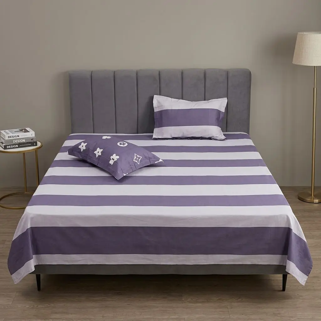 Ckeck & Stripe | 100% Cotton | King Size Bedsheet